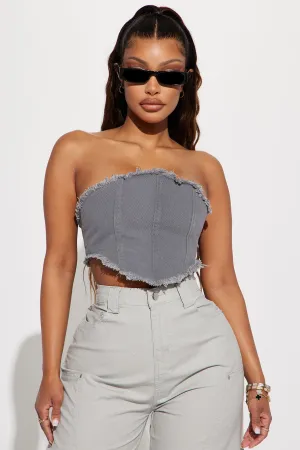 Aella Denim Top - Charcoal