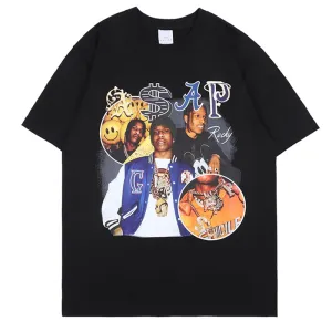 Asap Rocky Streetwear Vintage Graphic Oversized T Shirt Mens