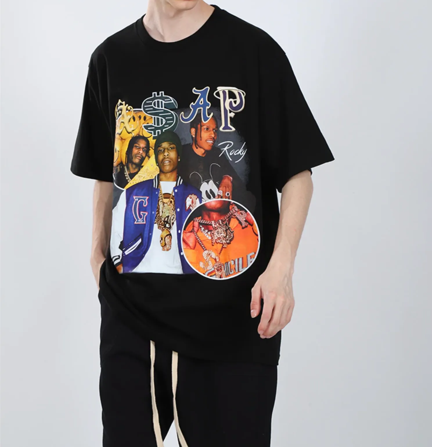 Asap Rocky Streetwear Vintage Graphic Oversized T Shirt Mens