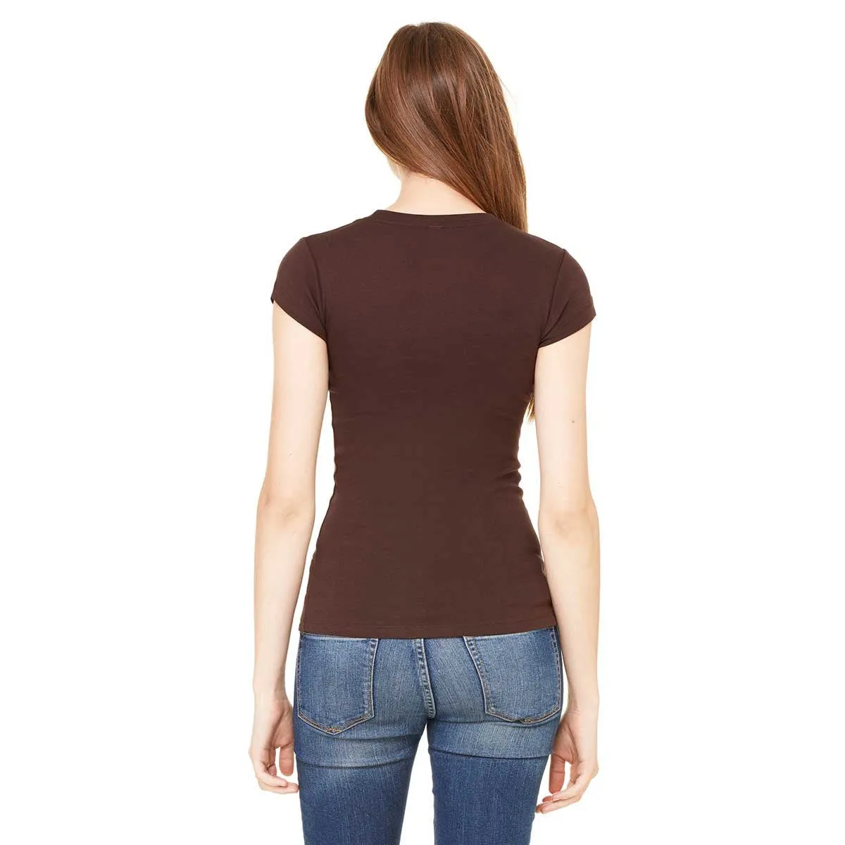 Bella   Canvas Women's Chocolate Sheer Mini Rib Short-Sleeve T-Shirt