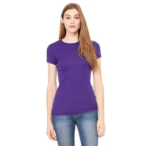 Bella   Canvas Women's Team Purple Sheer Mini Rib Short-Sleeve T-Shirt