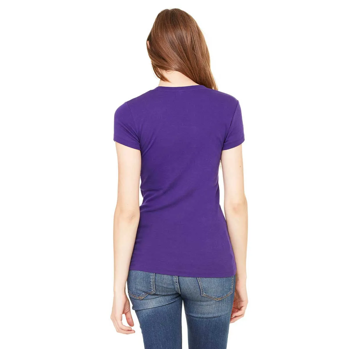 Bella   Canvas Women's Team Purple Sheer Mini Rib Short-Sleeve T-Shirt