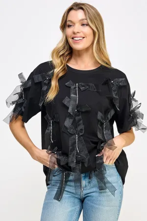 Black Ribbon Detail R Neck Tunic