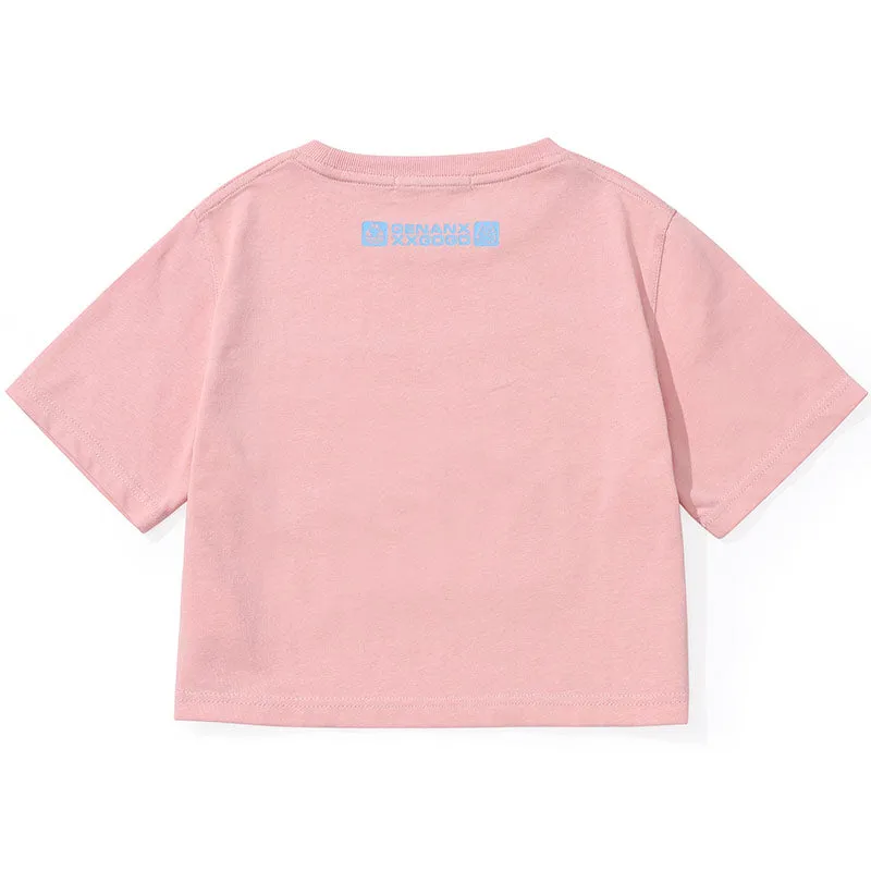 Bm Style Color Block Navel Crop T-Shirt
