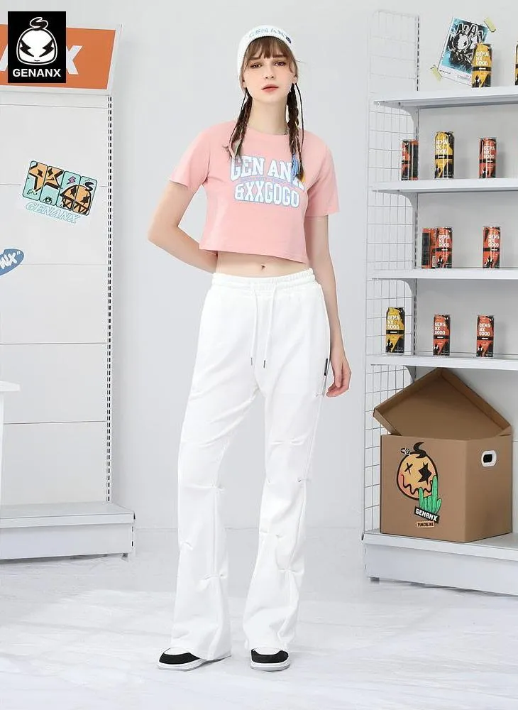 Bm Style Color Block Navel Crop T-Shirt