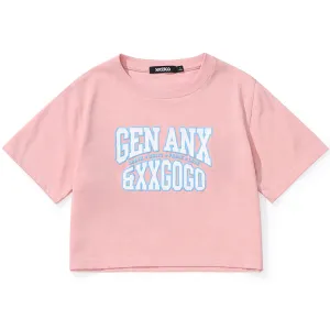 Bm Style Color Block Navel Crop T-Shirt