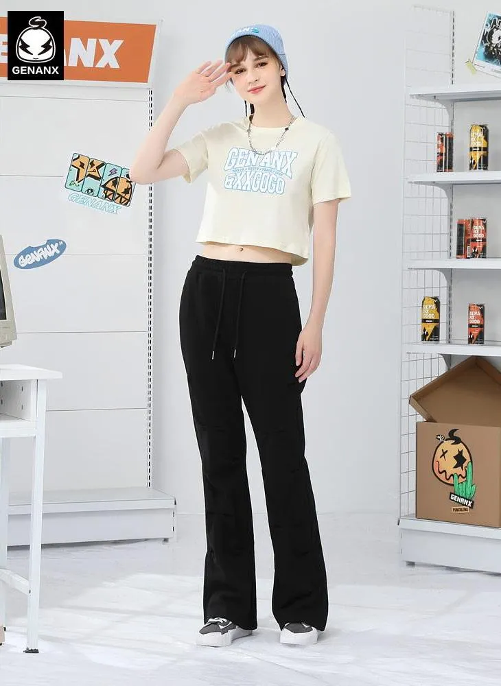 Bm Style Color Block Navel Crop T-Shirt