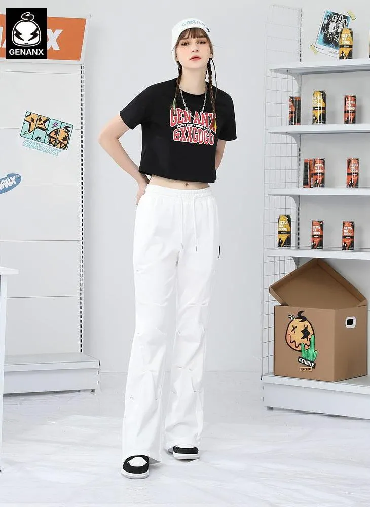 Bm Style Color Block Navel Crop T-Shirt