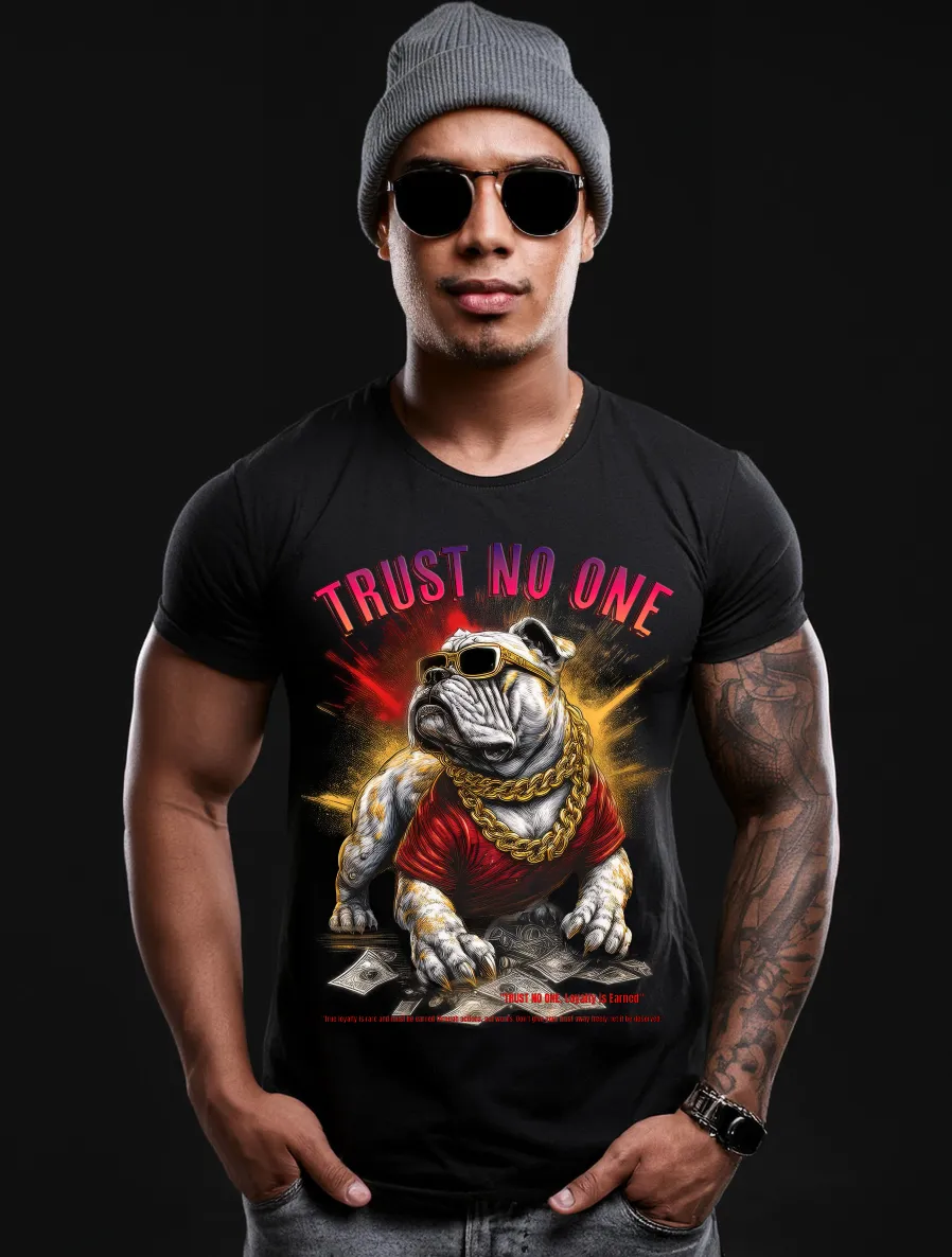 Bulldog Trust No One Art Exclusive T-Shirts | Grooveman Music TM