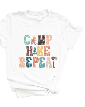 Camp Hike Repeat Short Sleeve Graphic Tee | White