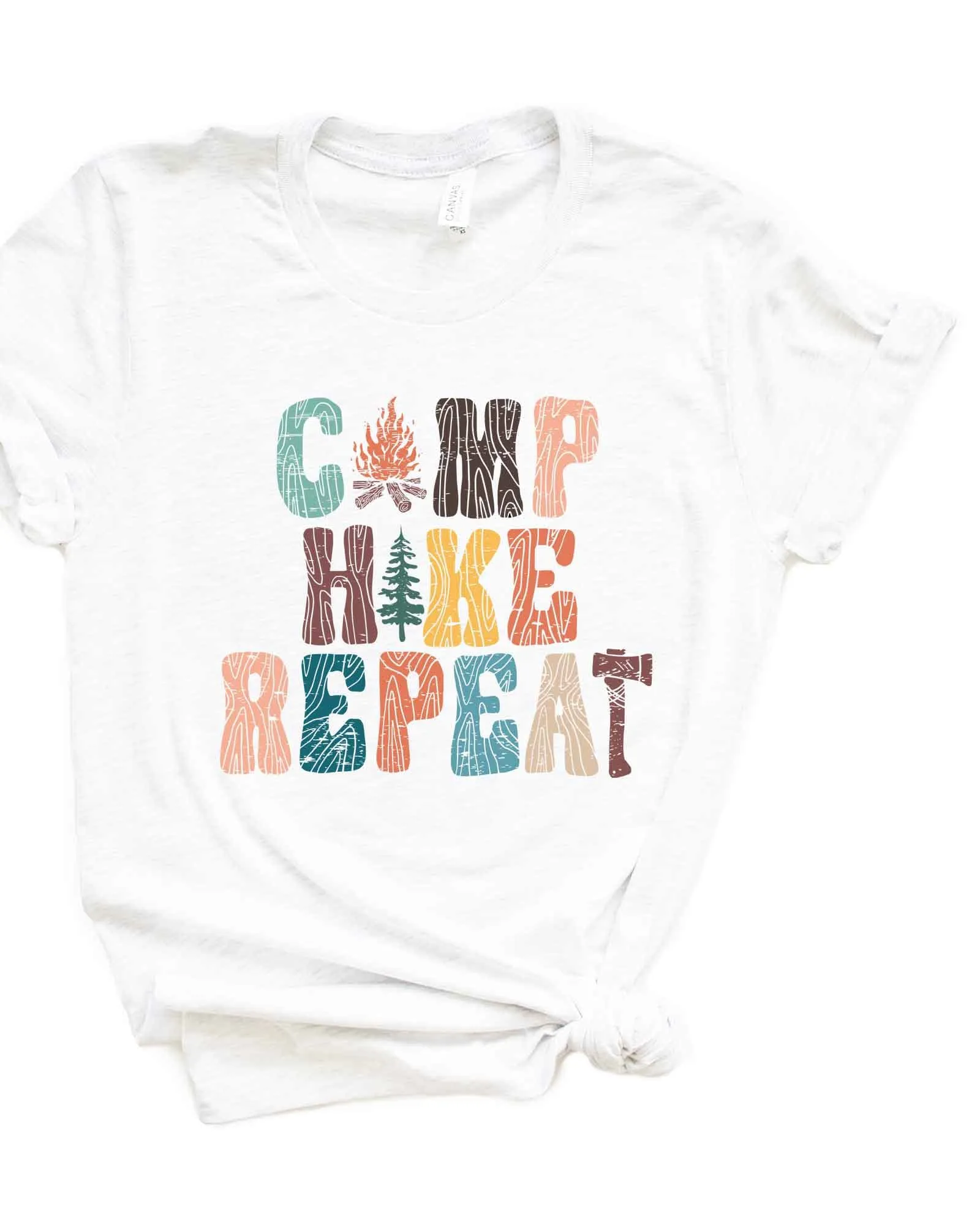 Camp Hike Repeat Short Sleeve Graphic Tee | White