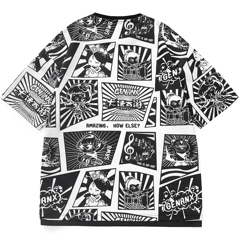 Cartoon Game Full Print Space Cotton T-Shirt