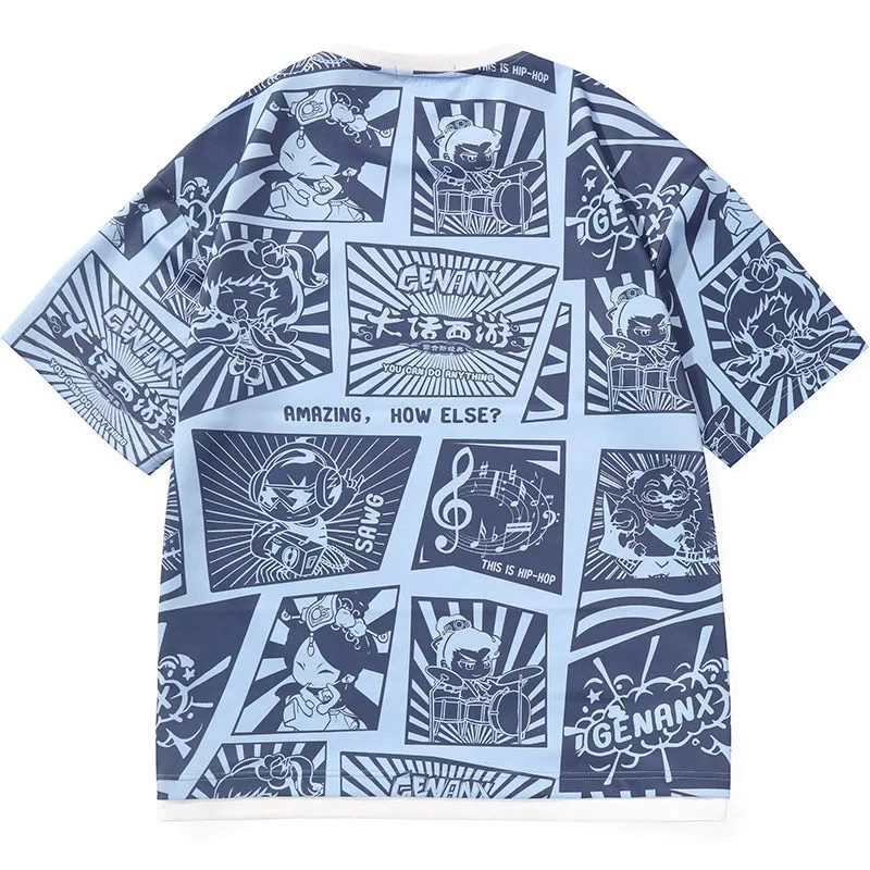 Cartoon Game Full Print Space Cotton T-Shirt