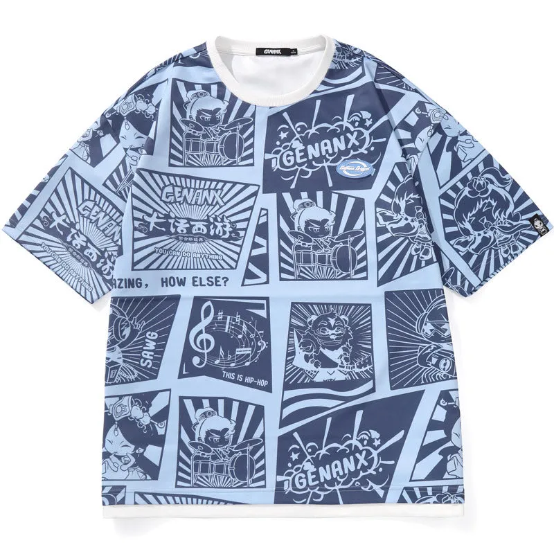 Cartoon Game Full Print Space Cotton T-Shirt