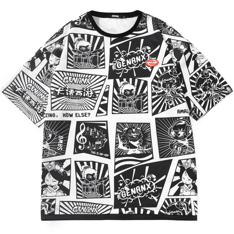 Cartoon Game Full Print Space Cotton T-Shirt