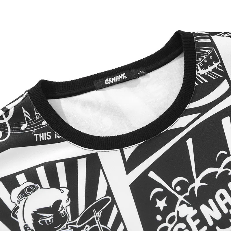 Cartoon Game Full Print Space Cotton T-Shirt