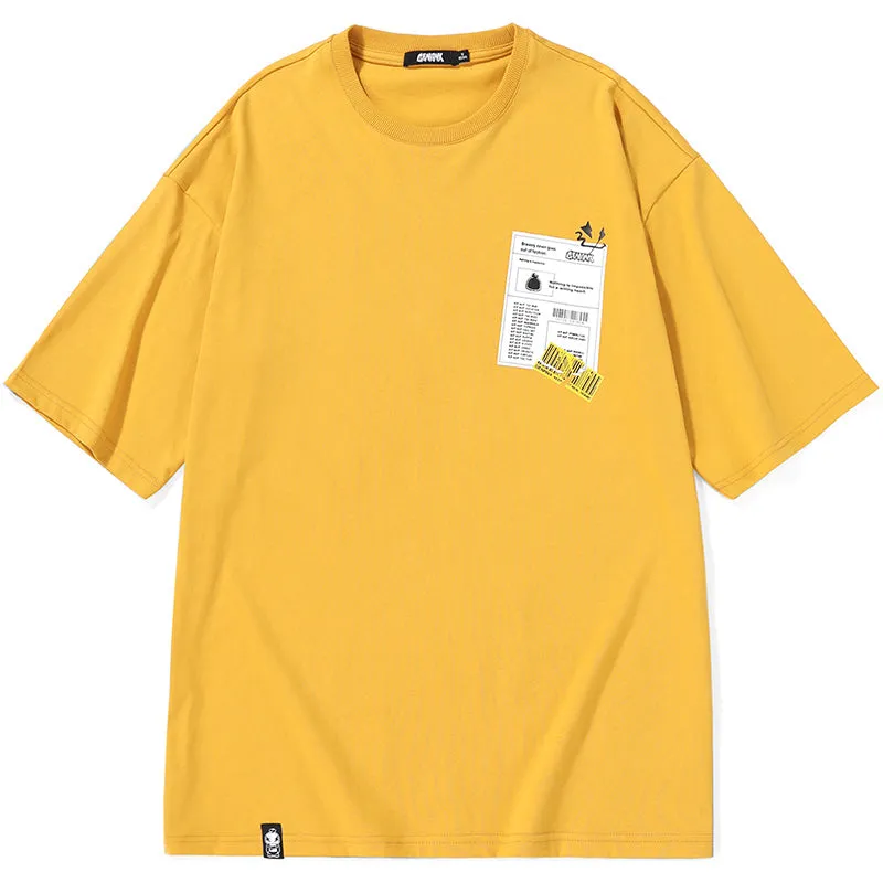 Cartoon Tear Barcode Label Printing T-Shirt