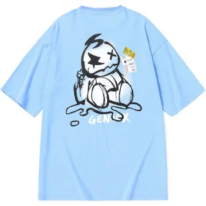 Cartoon Tear Barcode Label Printing T-Shirt