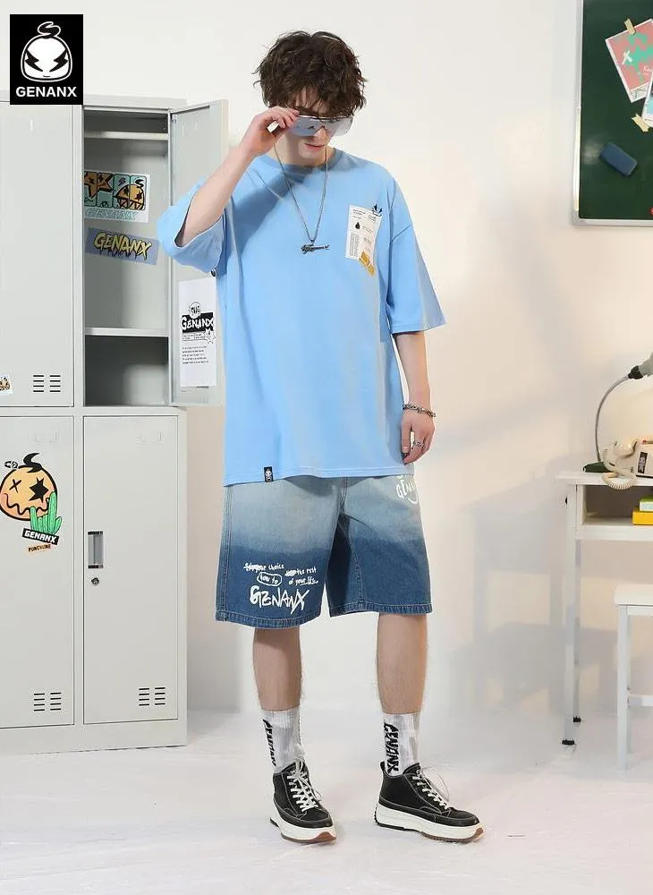 Cartoon Tear Barcode Label Printing T-Shirt