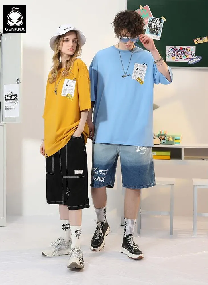 Cartoon Tear Barcode Label Printing T-Shirt