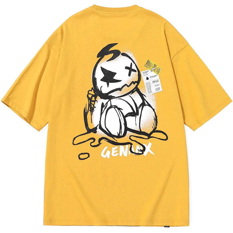 Cartoon Tear Barcode Label Printing T-Shirt
