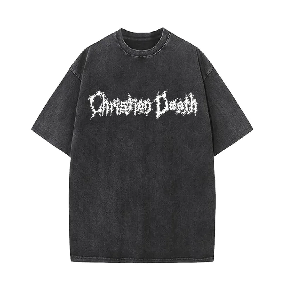 Christian Death Thorns Design Vintage Washed T-shirt