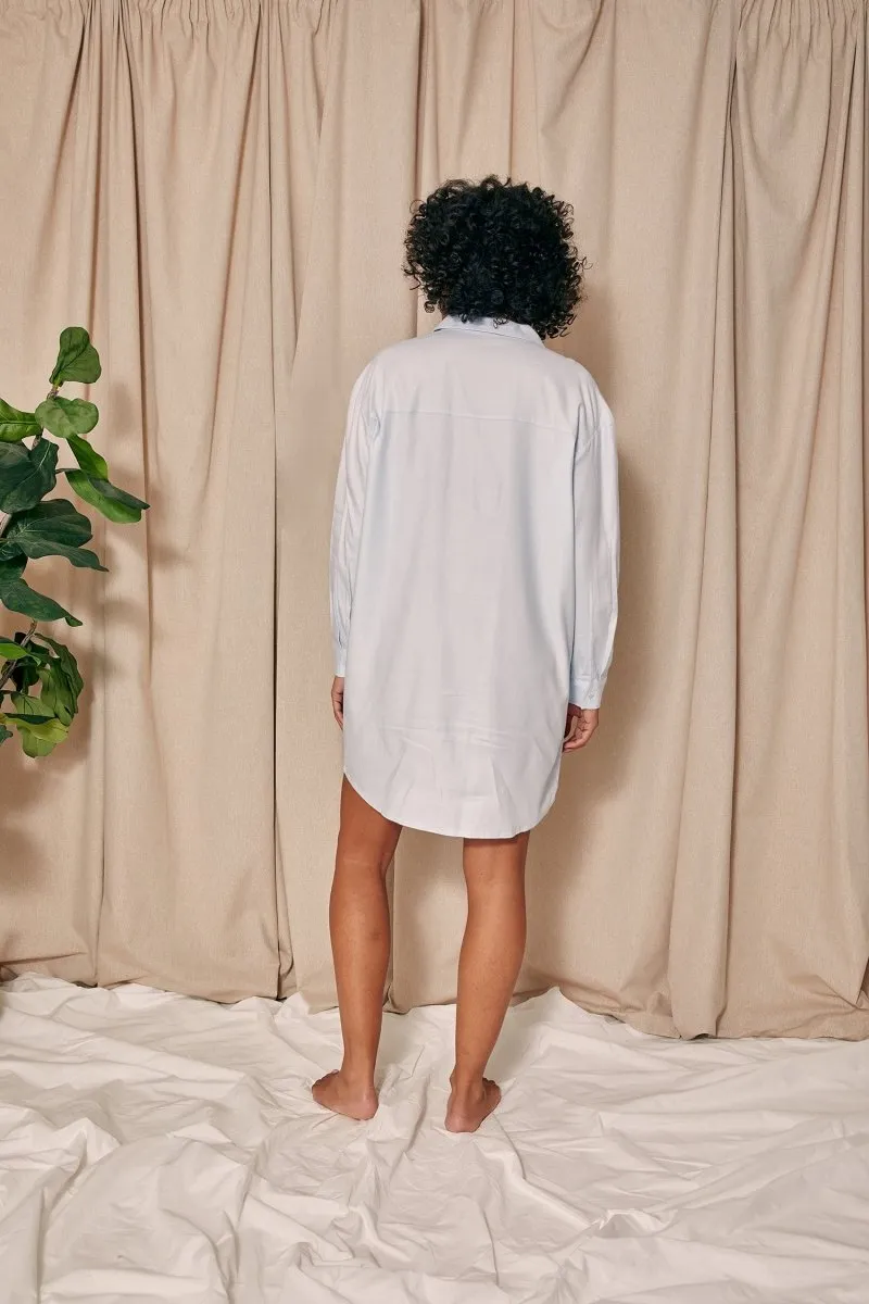 Cotton Modal Relaxed Nightshirt in Sky Blue
