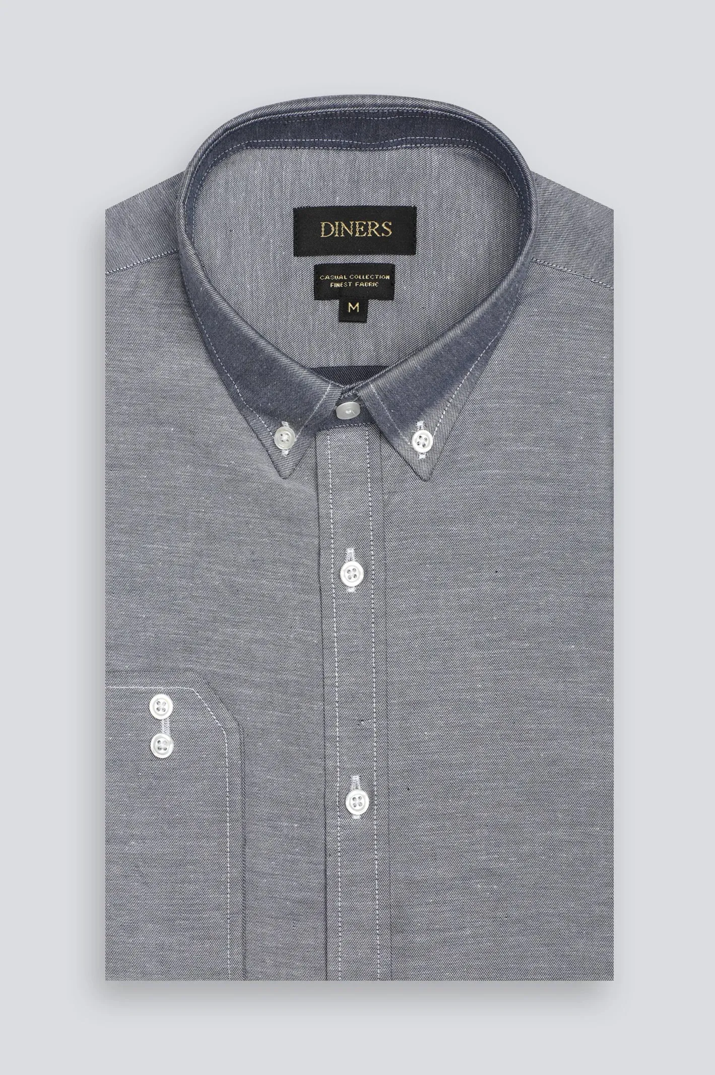 Dark Blue Twill Textured Casual Shirt