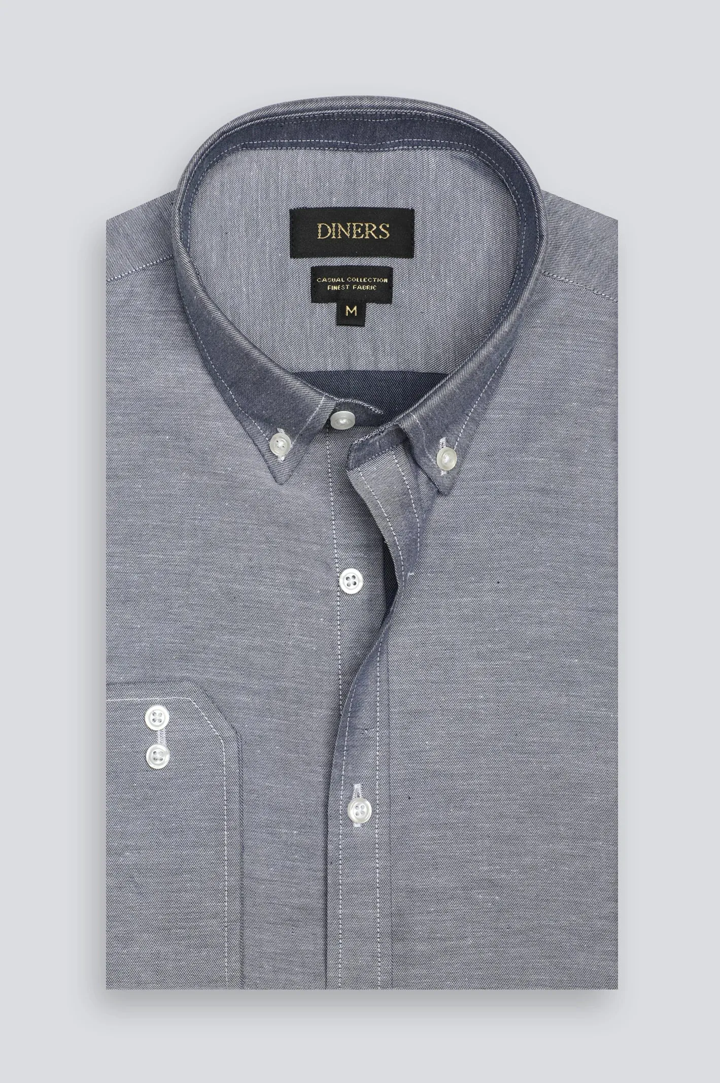 Dark Blue Twill Textured Casual Shirt