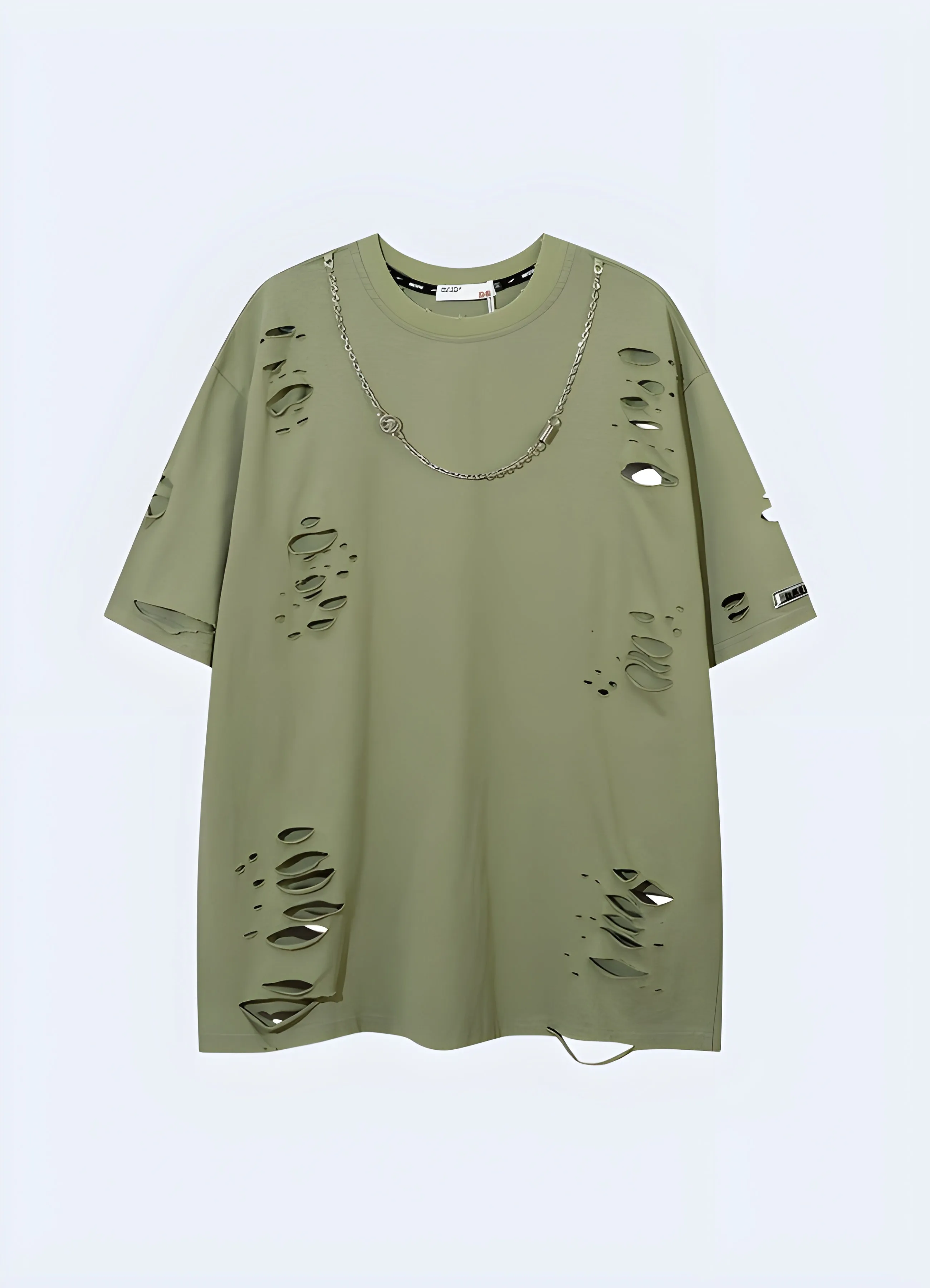 Distressed T-shirt with Chain