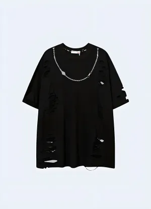 Distressed T-shirt with Chain