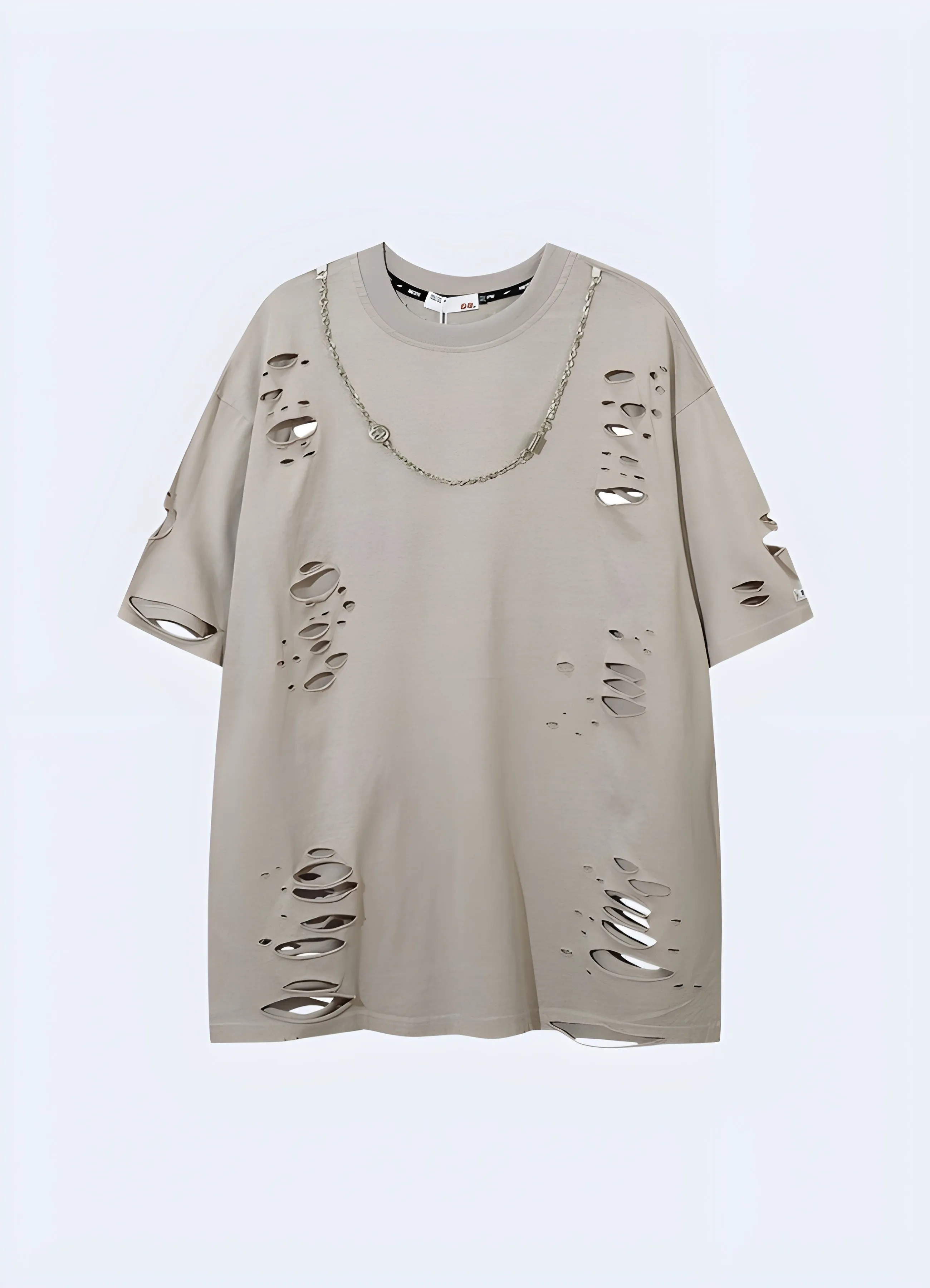Distressed T-shirt with Chain