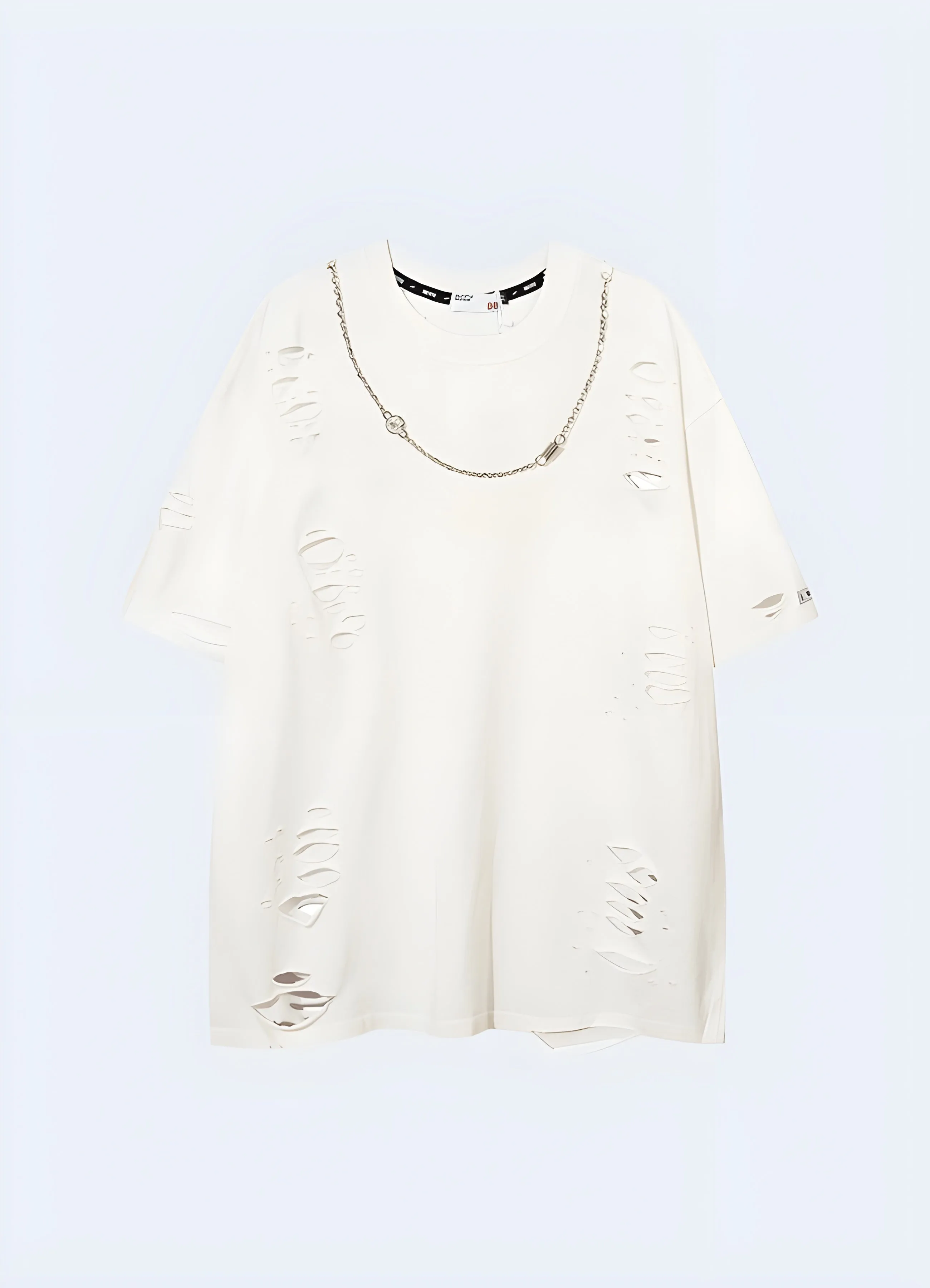 Distressed T-shirt with Chain