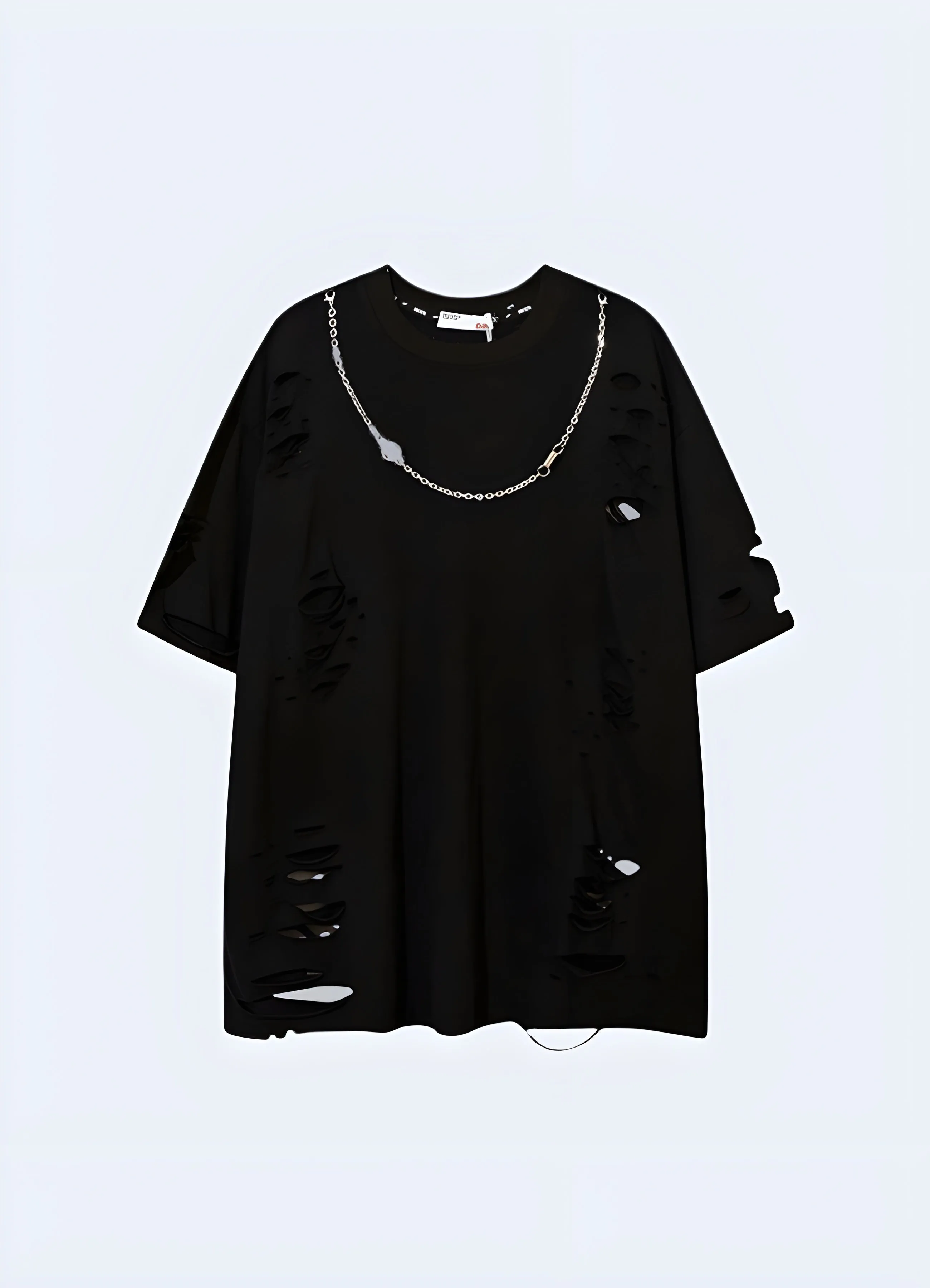 Distressed T-shirt with Chain