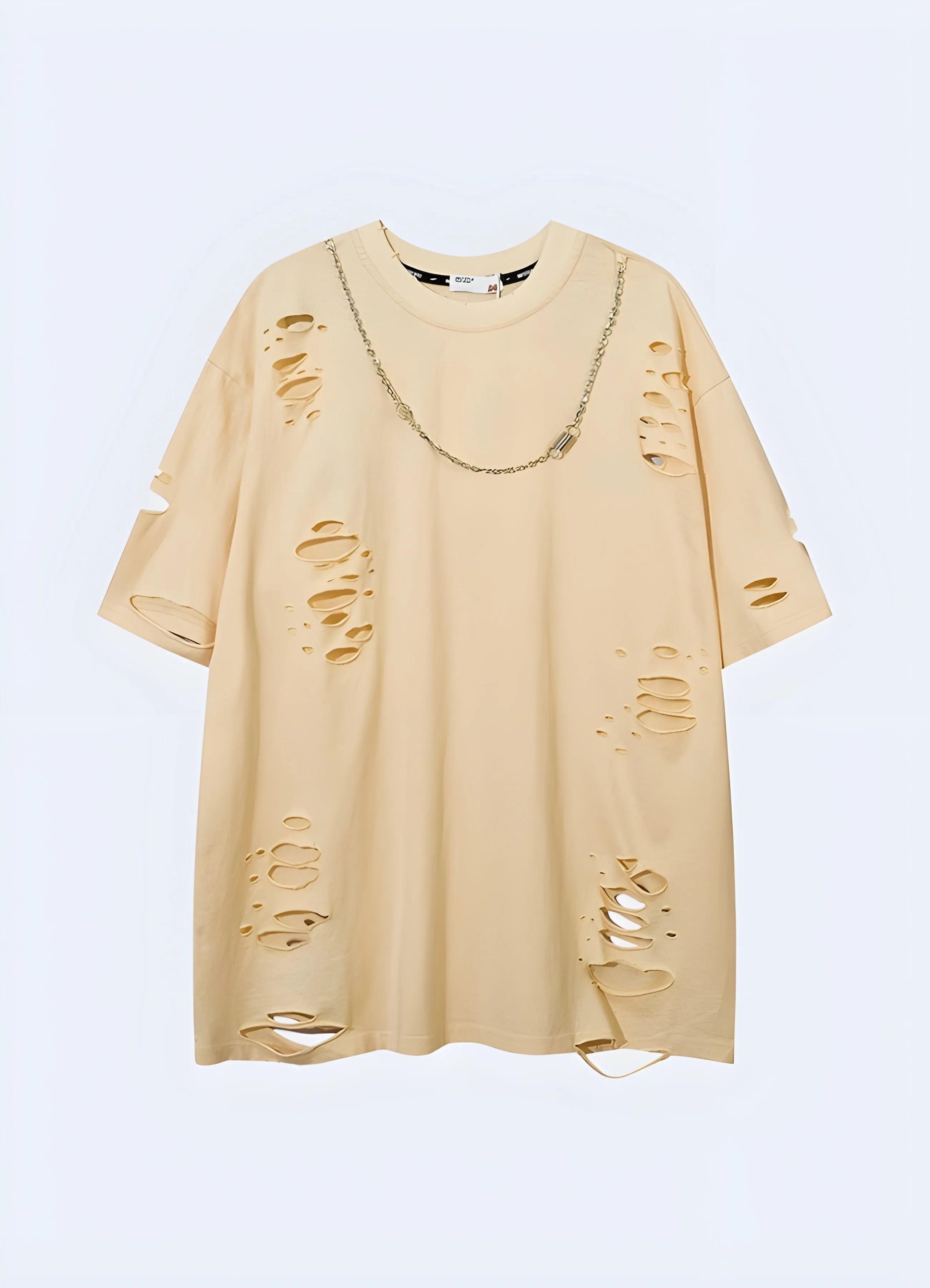 Distressed T-shirt with Chain