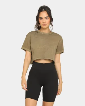 EN ES Women's Sight Cropped T-Shirt Washed Khaki