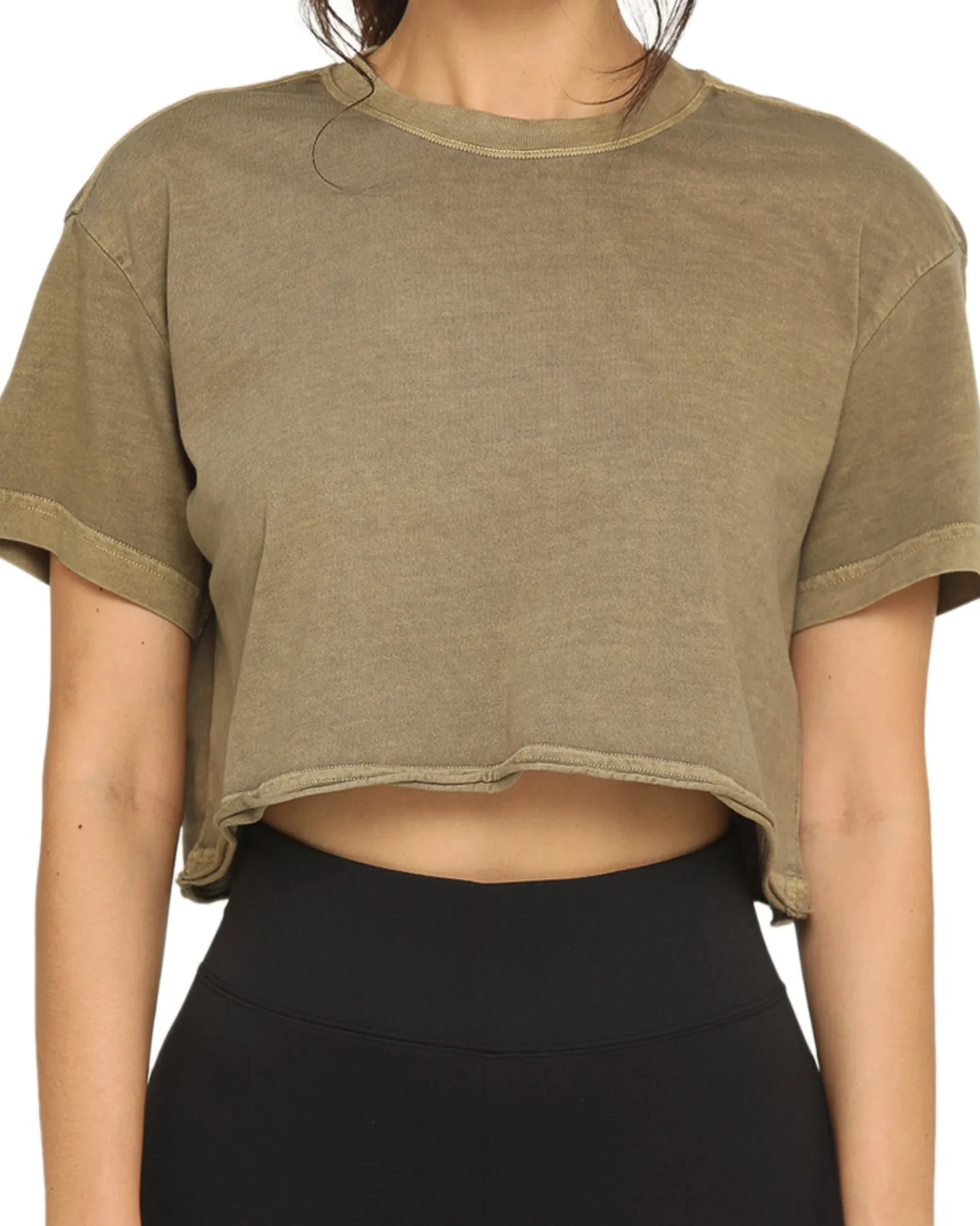 EN ES Women's Sight Cropped T-Shirt Washed Khaki