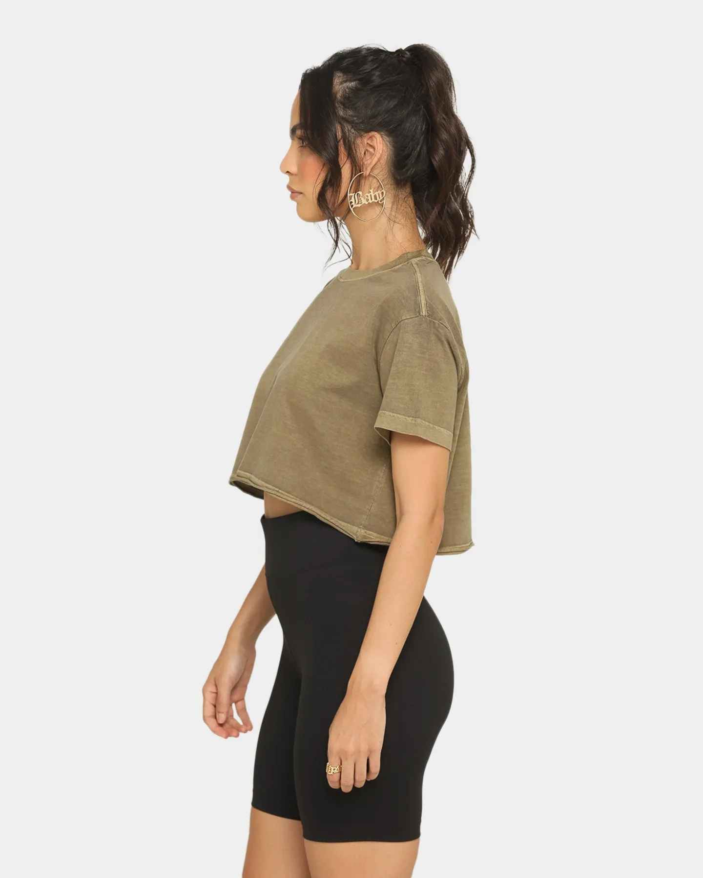 EN ES Women's Sight Cropped T-Shirt Washed Khaki