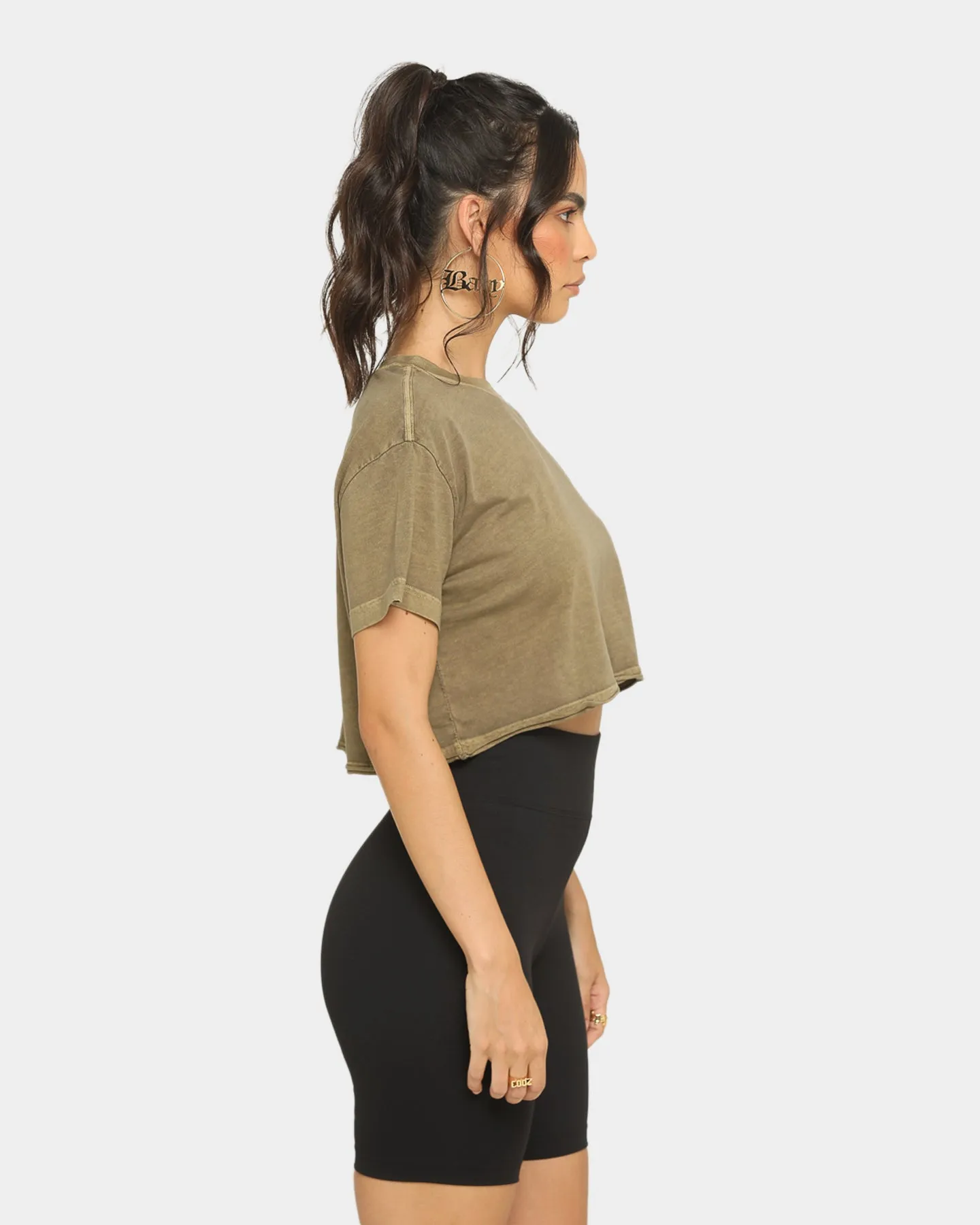 EN ES Women's Sight Cropped T-Shirt Washed Khaki