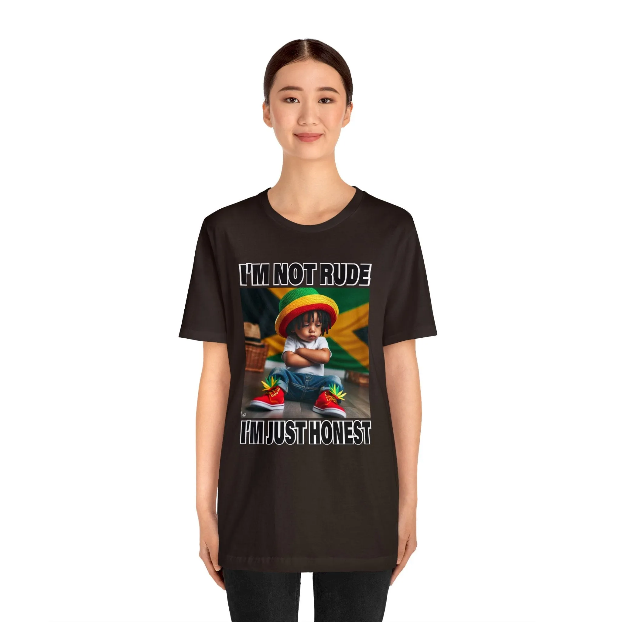 Express yourself with our 'I'm Not Rude, Just Honest' T-Shirt! | Jamaica Flag | Womens Earthy Graphic t-shirts