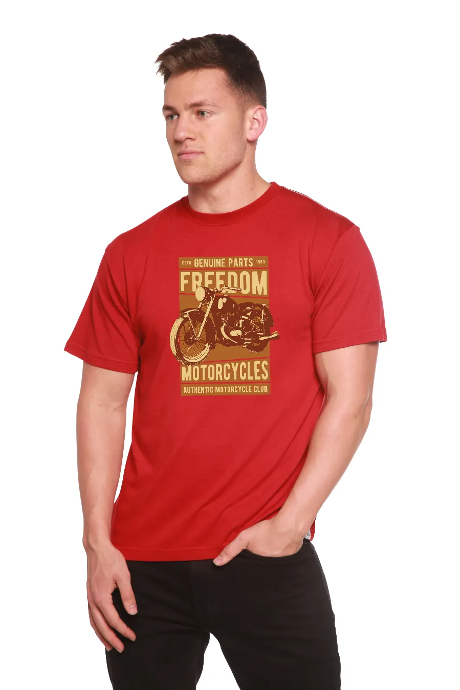 Freedom Motorcycles Men's Bamboo Viscose/Organic Cotton Short Sleeve Graphic T-Shirt