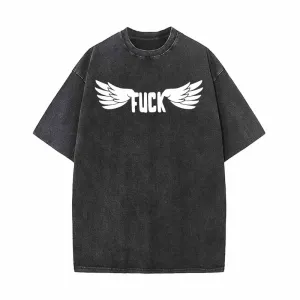 Fuck Letter With Wings Vintage Washed T-shirt