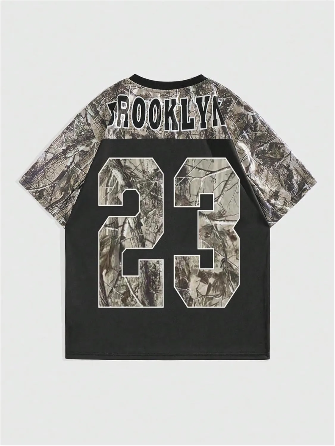 GORGLITTER Men's Letter Graphic Oversized Jersey Shirts Short Sleeve Tee Streetwear Tops