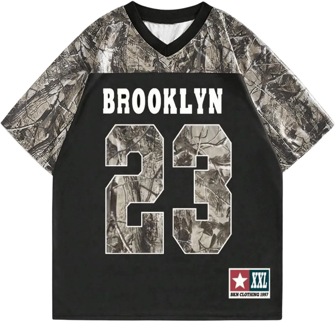 GORGLITTER Men's Letter Graphic Oversized Jersey Shirts Short Sleeve Tee Streetwear Tops