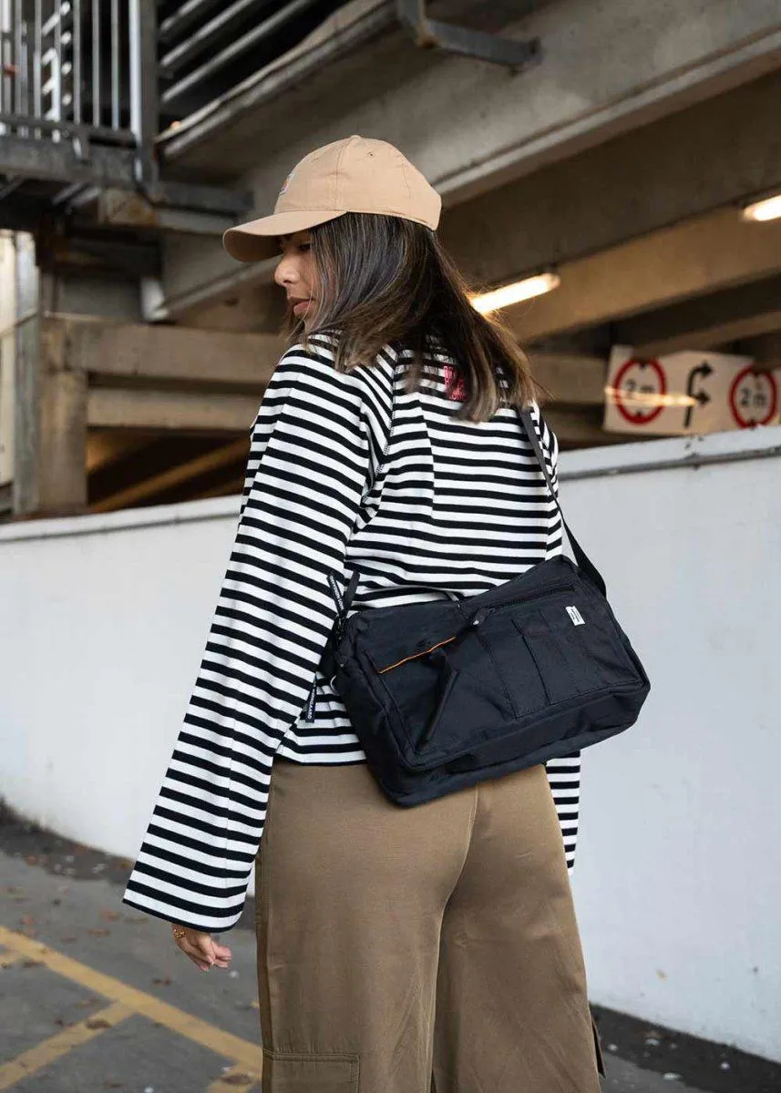 Heavy Single Stripe Themar Tee LS - Snow White/Black