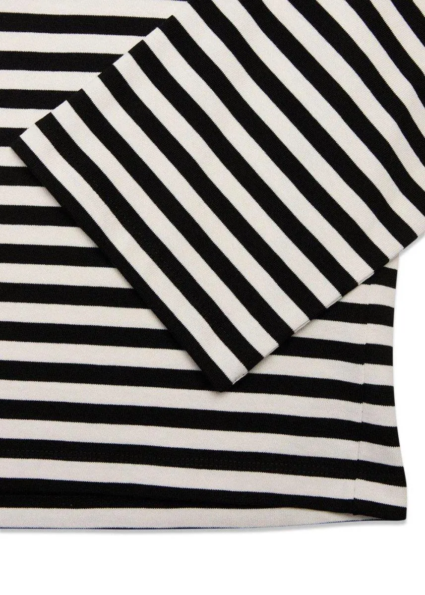Heavy Single Stripe Themar Tee LS - Snow White/Black