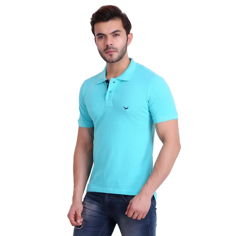 HiFlyers Men T-Shirts Polo Turquoise Pack Of 3