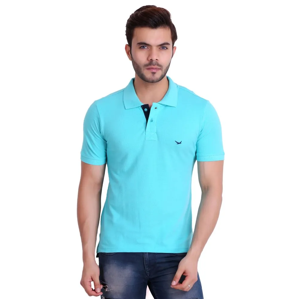 HiFlyers Men T-Shirts Polo Turquoise Pack Of 3