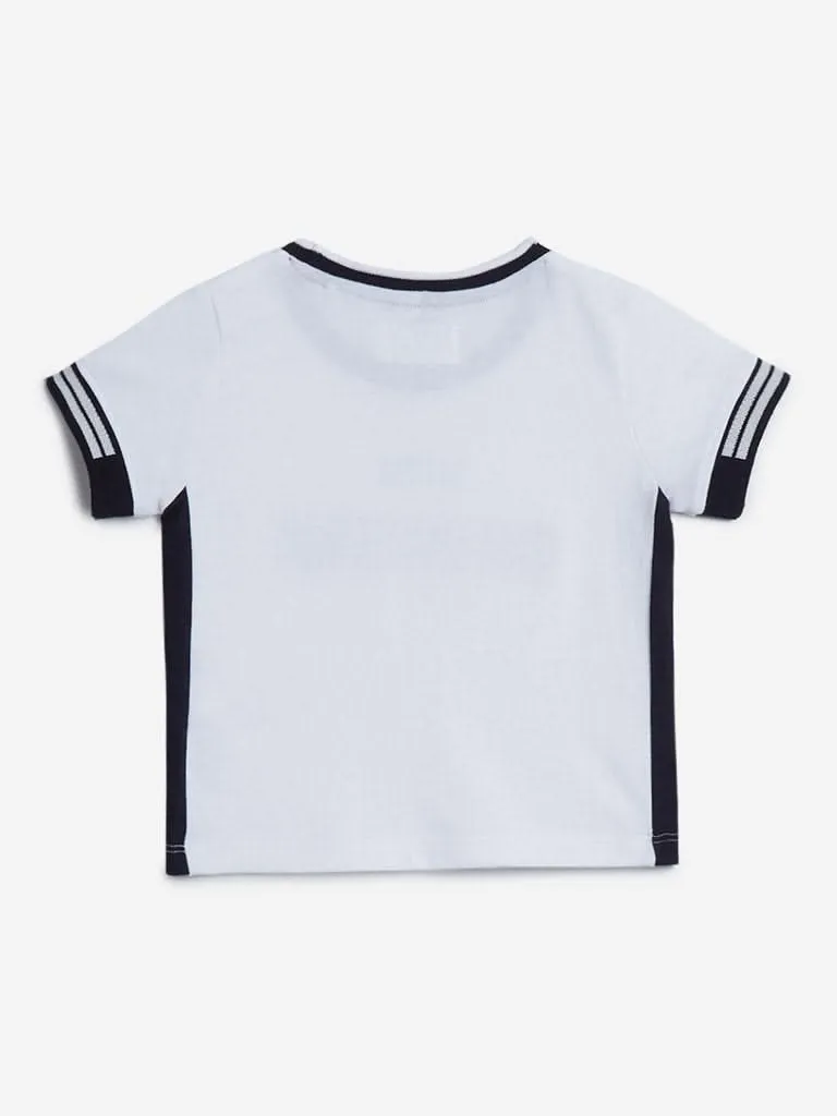 HOP Baby White Text Patterned T-Shirt