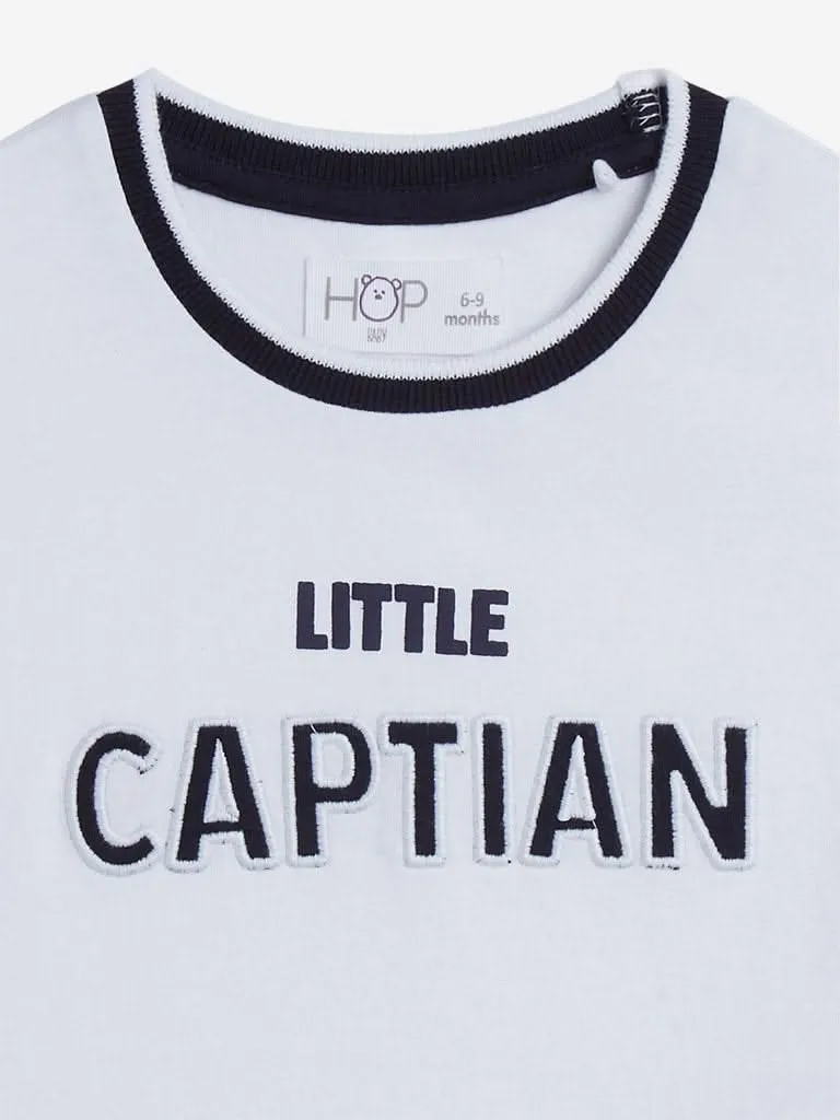 HOP Baby White Text Patterned T-Shirt